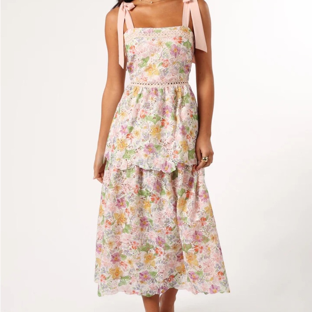 Petal + Pup Maddy Midi Dress- light pink multi